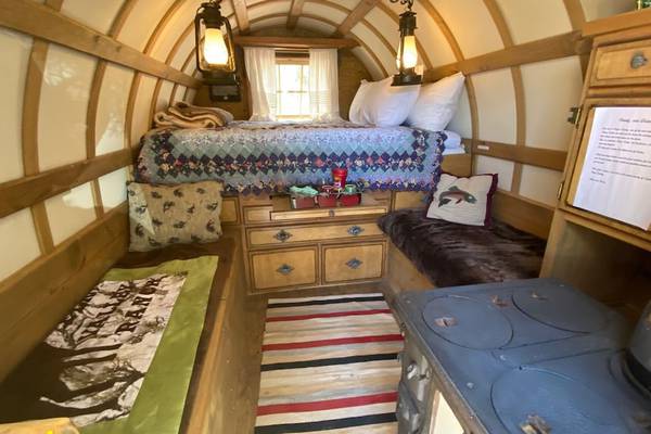 Spend a romantic night in a shepherds camp wagon
