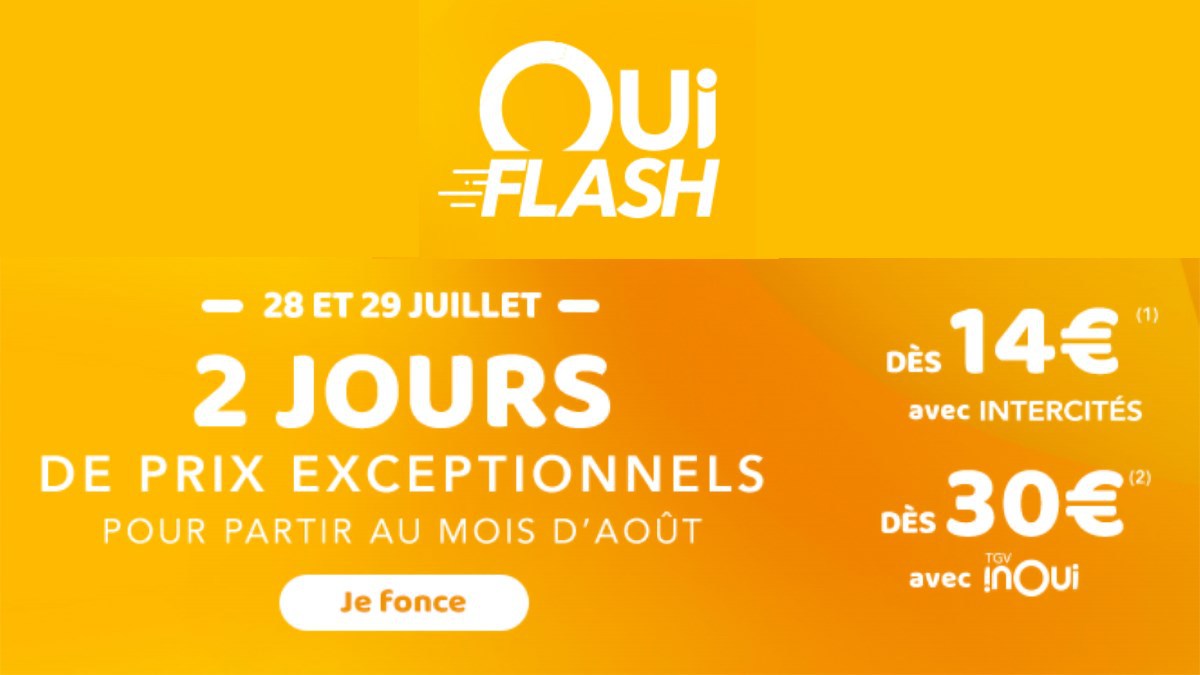 Vente Flash Mois D'août TGV InOUI Et Intercités: Billets Dès 14 Et 30 ...